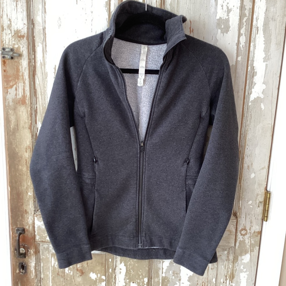 lululemon athletica &Go Take Off Fleece Heathered Jacket - Size 4 - no neck cord